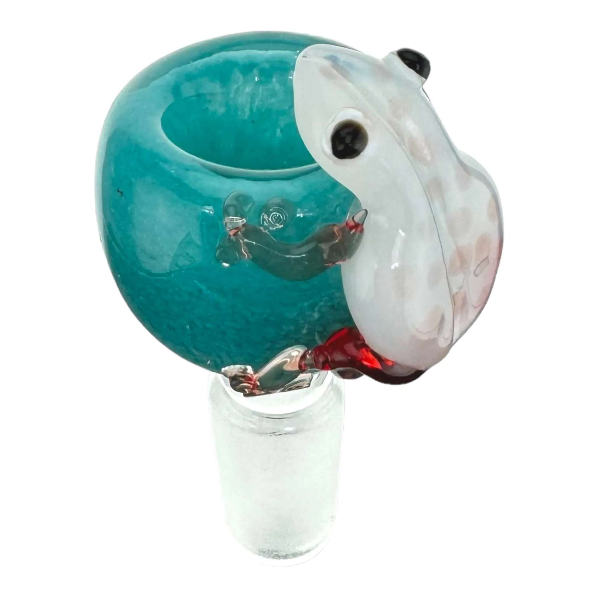 14mm Flower Bowl With Teal Bubble And Red Frog