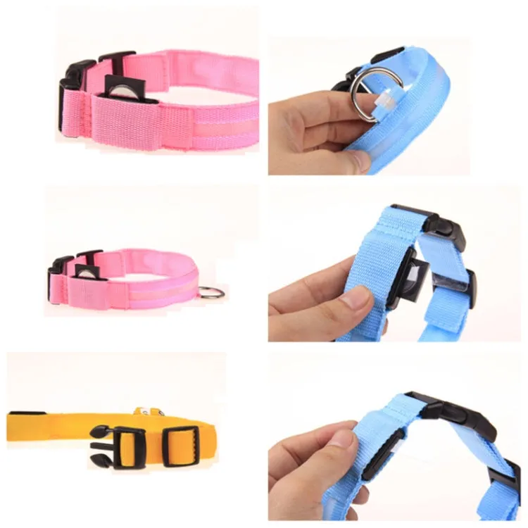 Adjustable 3-Mode LED Flashing Dog Collar, Size: S