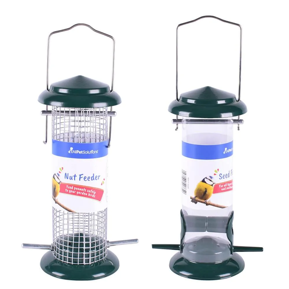 AllPetSolutions Wild Bird Seed & Nut Metal Feeders, 9"