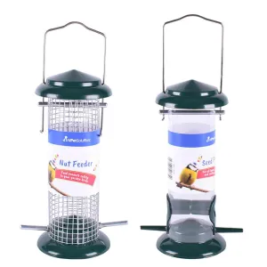 AllPetSolutions Wild Bird Seed & Nut Metal Feeders, 9"