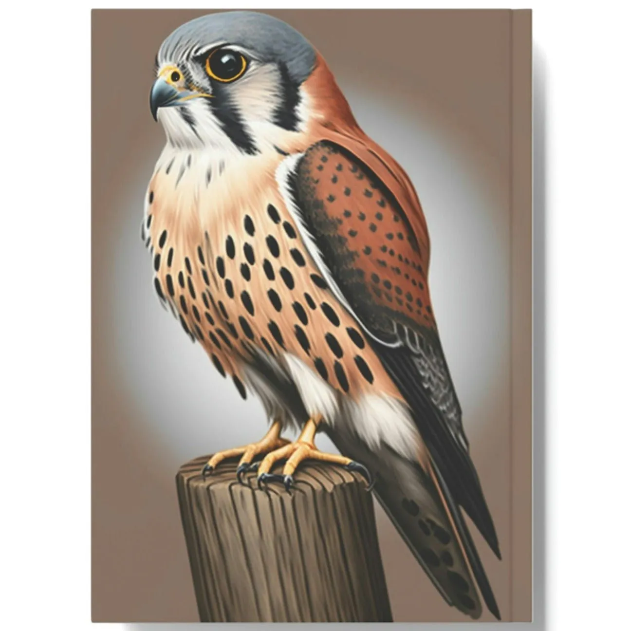 American Kestrel on Fence Post Hard Backed Journal