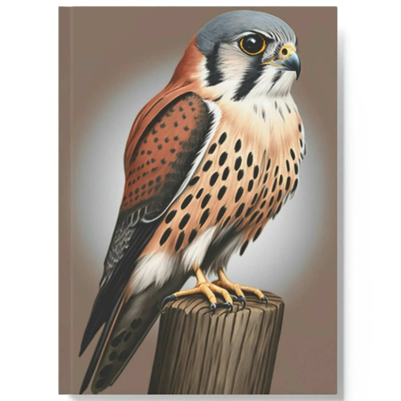 American Kestrel on Fence Post Hard Backed Journal