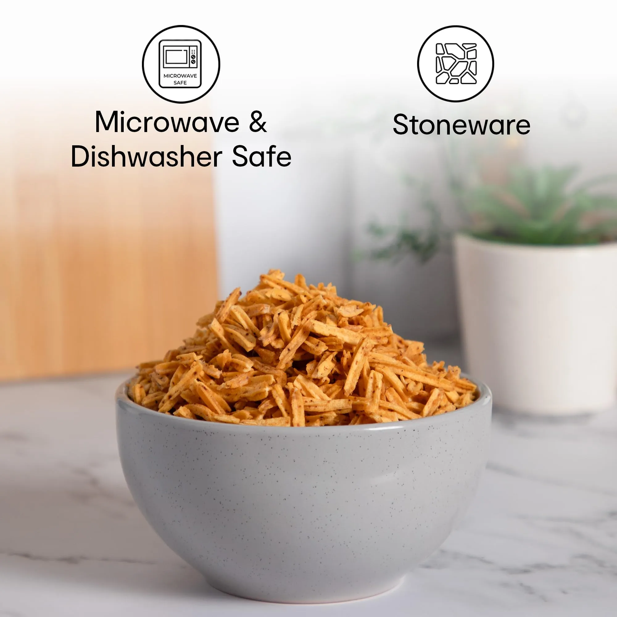 Anko Speckled Small Bowl Set of Two| Ideal for Snacks, Rice, Salad, Noodles,Vegetables and Fruits | Dishwasher & Microwave Safe | Stoneware Dinnerware | 7cm (H) X 13.8cm (Dia.) | Beige