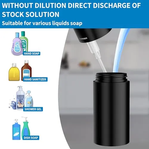 Aunmaon Automatic Soap Dispenser Touchless,Upgrade 15 Adjustable Volume for Thick and Thin Liquid Battery Hand Soap Dispenser,Dish Soap Dispenser Kitchen Bathroom,Auto Soap Dispenser Hands Free Black