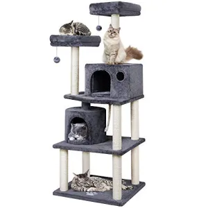 Beau Jardin 60” Cat Tree Cat Tower with Sisal-Covered Scratching Post