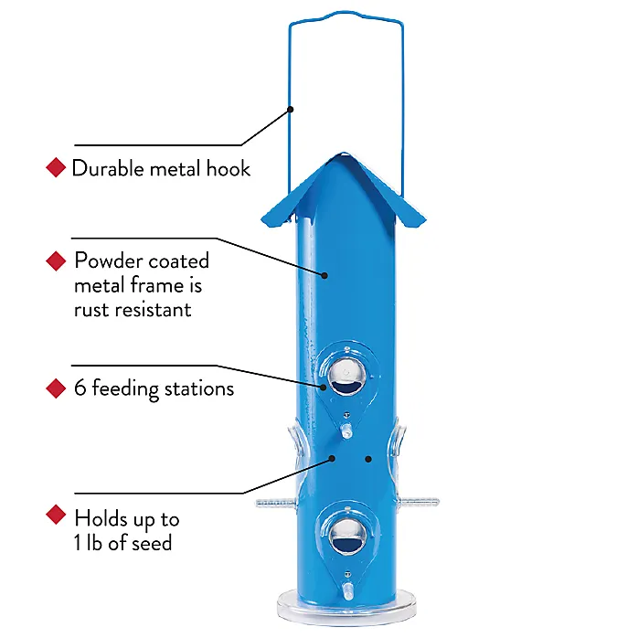 Bird Feeder - Metal Tube (Blue)