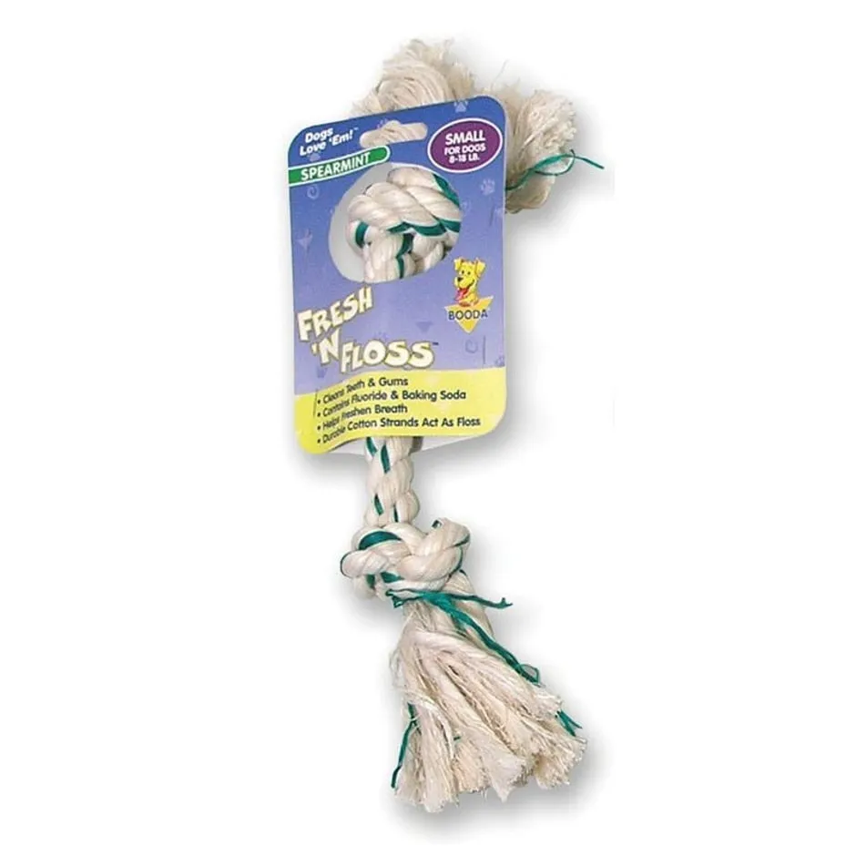 Booda Fresh 'N Floss Spearmint 2-Knot Rope Bone Dog Toy