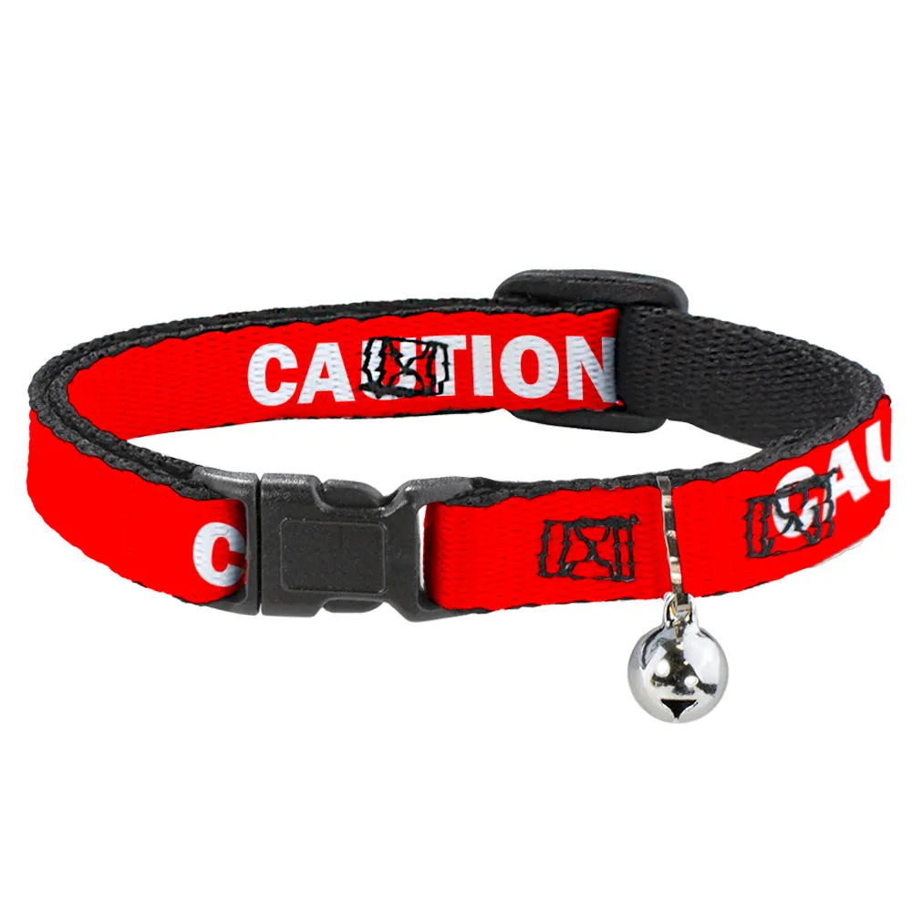 Cat Collar Breakaway - Pet Quote CAUTION Red White by Buckle-Down