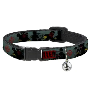 Cat Collar Breakaway - ZOMBIE KILLER Zombie March Green Red Black by Buckle-Down