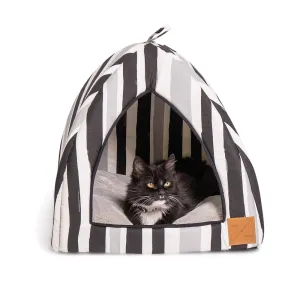 Cat Igloo - Pebble Black Brush Stroke Print