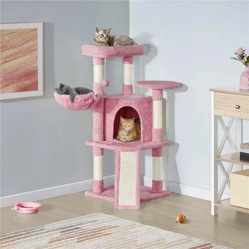 Cat Tree Tower with Condo, Basket & Toys