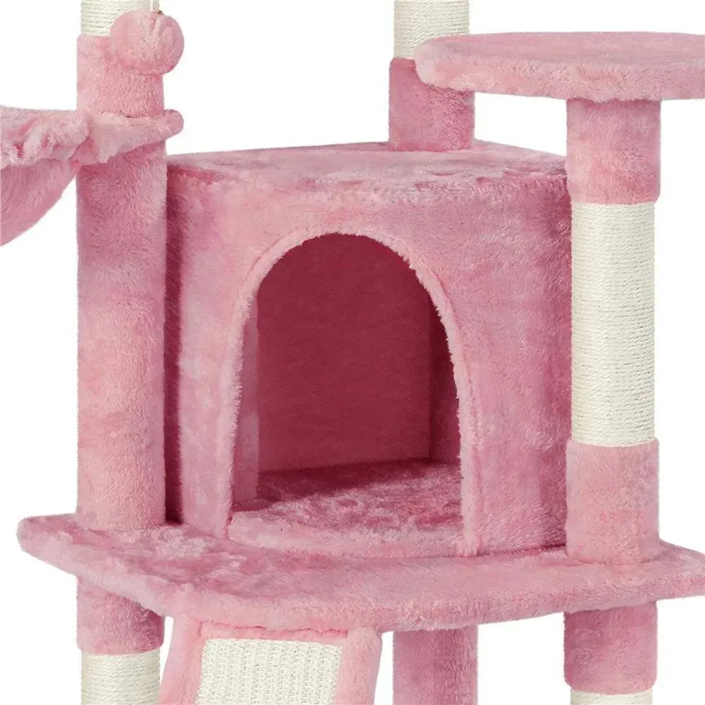 Cat Tree Tower with Condo, Basket & Toys