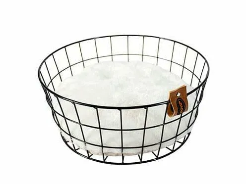 CAVIAR ROUND METAL BASKET 35x35x15cm black