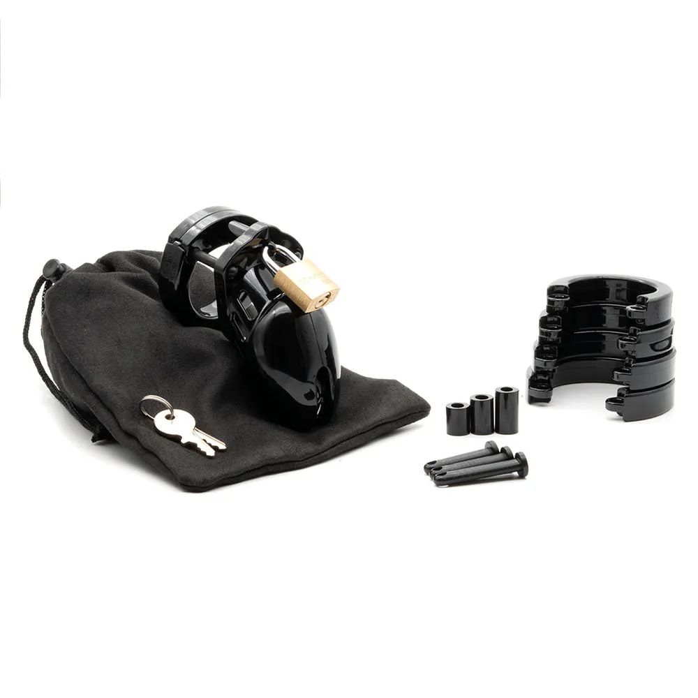 CB-6000S Chastity Cock Cage Kit - Black-(6000sblk)