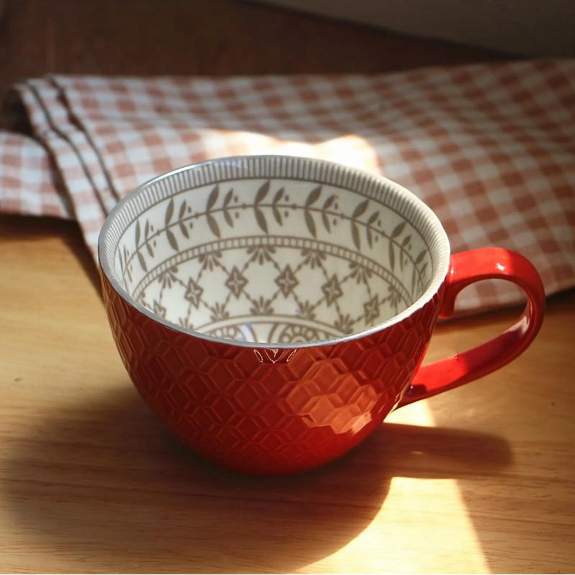 Ceramic Soup Mug Embossed 14oz 37005a