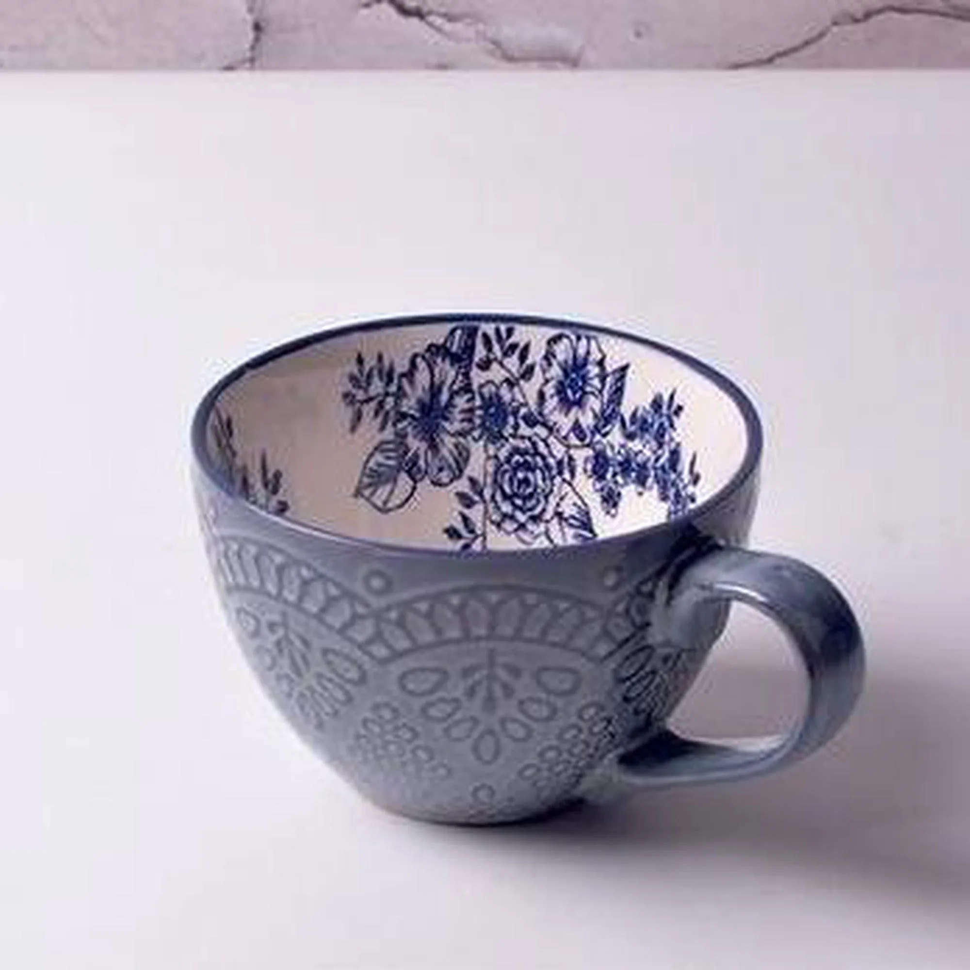 Ceramic Soup Mug Embossed 14oz 37005a