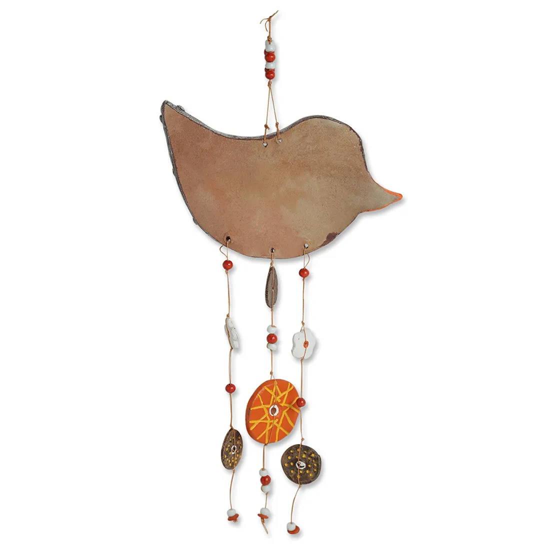 'Chirping Songbird'  Handmade & Handpainted Terracotta Decorative Wall Hanging