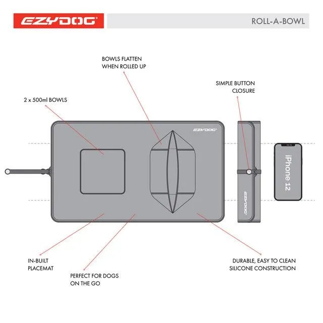 EzyDog Roll-a-Bowl Travel Dog Bowl