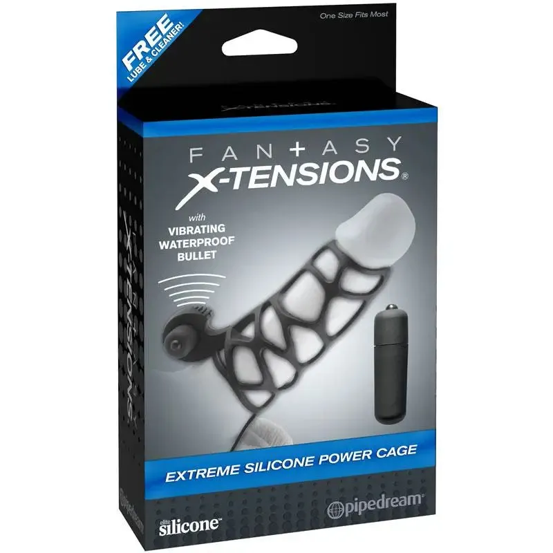 Fantasy Xtensions Vibrating Cock Cage with Waterproof Clit Stim