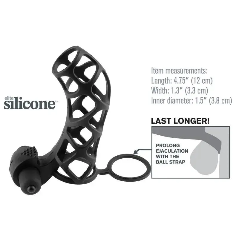 Fantasy Xtensions Vibrating Cock Cage with Waterproof Clit Stim