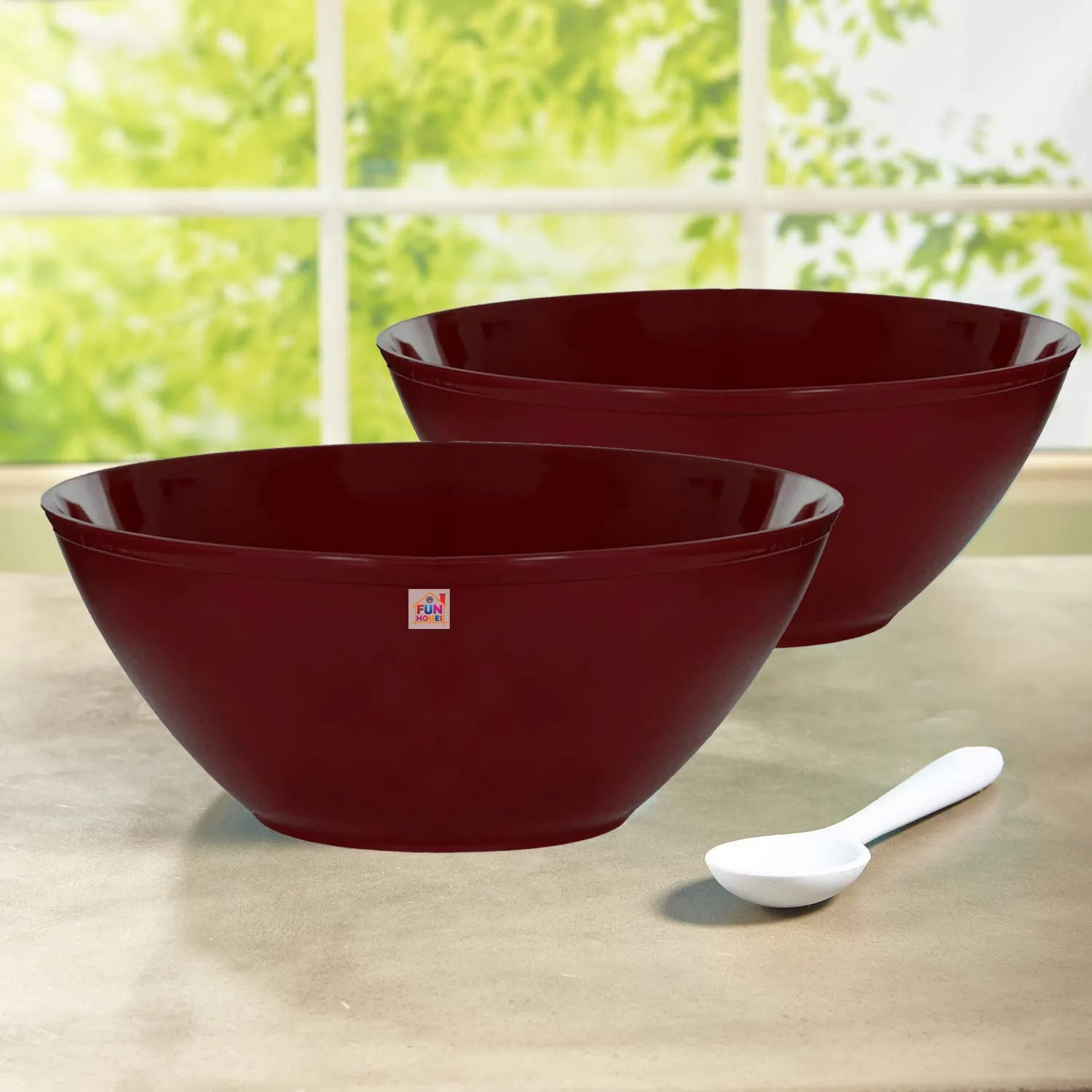 Fun Homes Ceramic Soup Bowls, Plastic Bowls Set, Chip Resistant, Dishwasher & Microwave Safe for,Rice,Soup,Pasta,Salad Bowls, 1000 Ml (Set of 3) Brown-FHUNH15652, (Model: FHUNH015652)