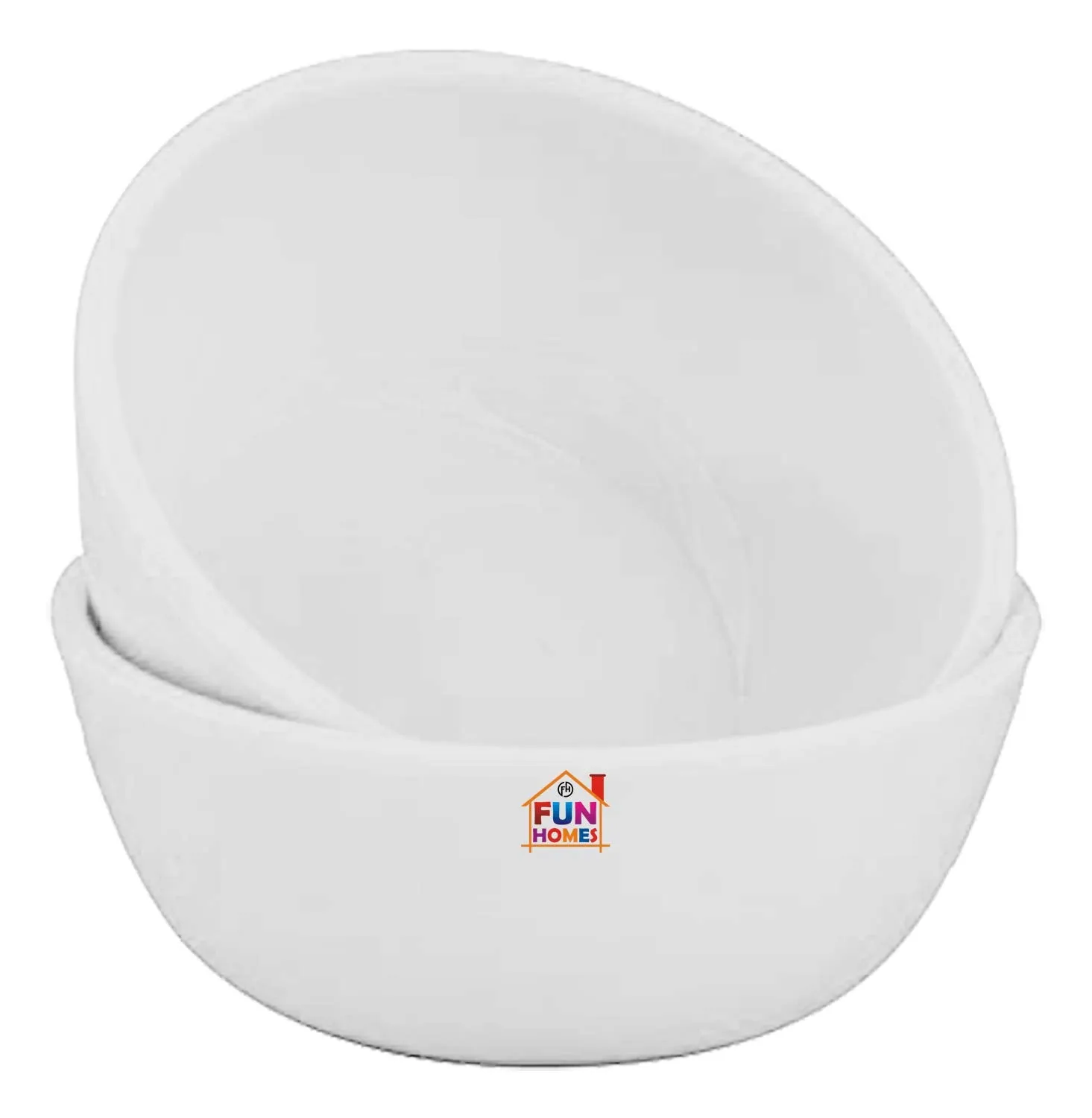 Fun Homes Microwave Safe Unbreakable Plastic Round Katori/Bowl Set for,Rice,Soup,Pasta,Salad Bowls, 250 Ml (Set of 12) White-FHUNH16430