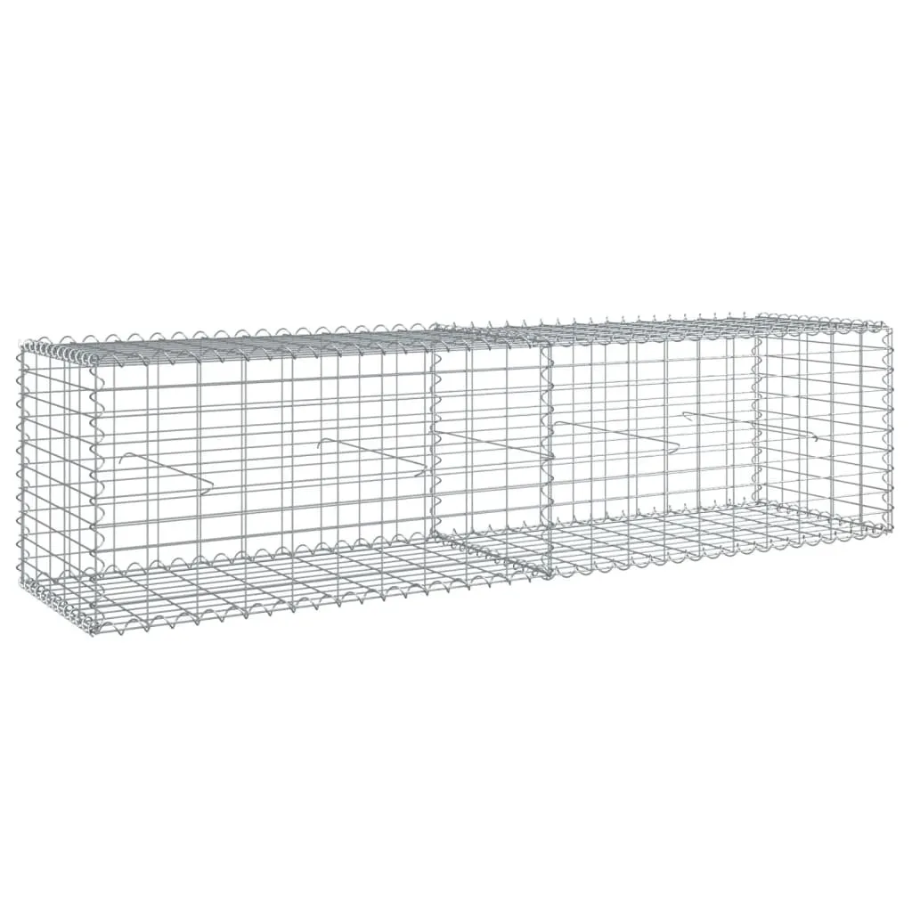 Gabion Basket with Cover 200x50x50 cm Galvanised Iron