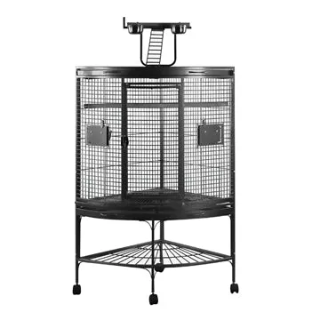 HARI Playtop Corner Parrot Cage - Silver Antique Black - 94 L x 66 W x 159 H cm (37 in x 26 in x 62.5 in)