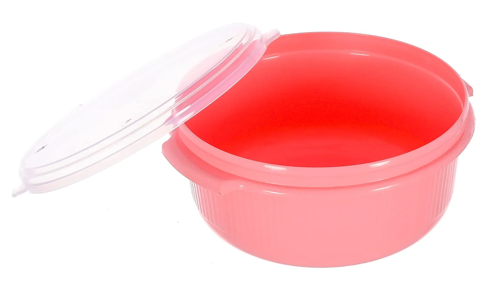 Heart Home 3 Piece Multiuses Plastic Serving/Mixing Bowls, Food Storage Containers Set With Lid, (3200ml, 1800ml, 1000ml) (Pink)-46HH0319