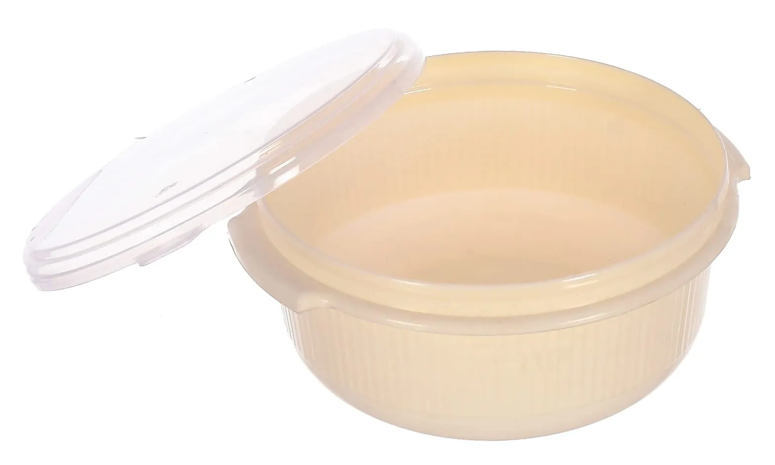 Heart Home Food Grade, Microwave & Freezer Safe Plastic Bowls, Food Storage Container Set With Lid, Set of 3 (3200ml, 1800ml, 1000ml) (Cream)-46HH0318