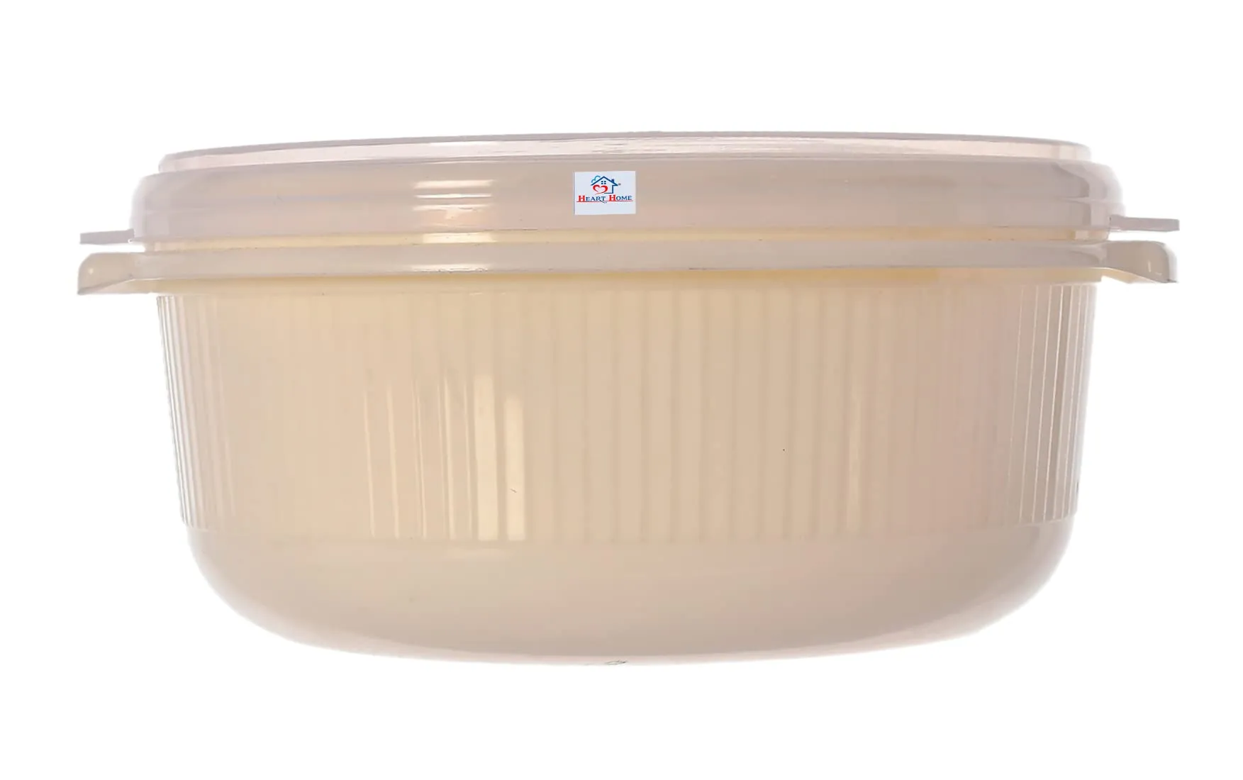 Heart Home Food Grade, Microwave & Freezer Safe Plastic Bowls, Food Storage Container Set With Lid, Set of 3 (3200ml, 1800ml, 1000ml) (Cream)-46HH0318