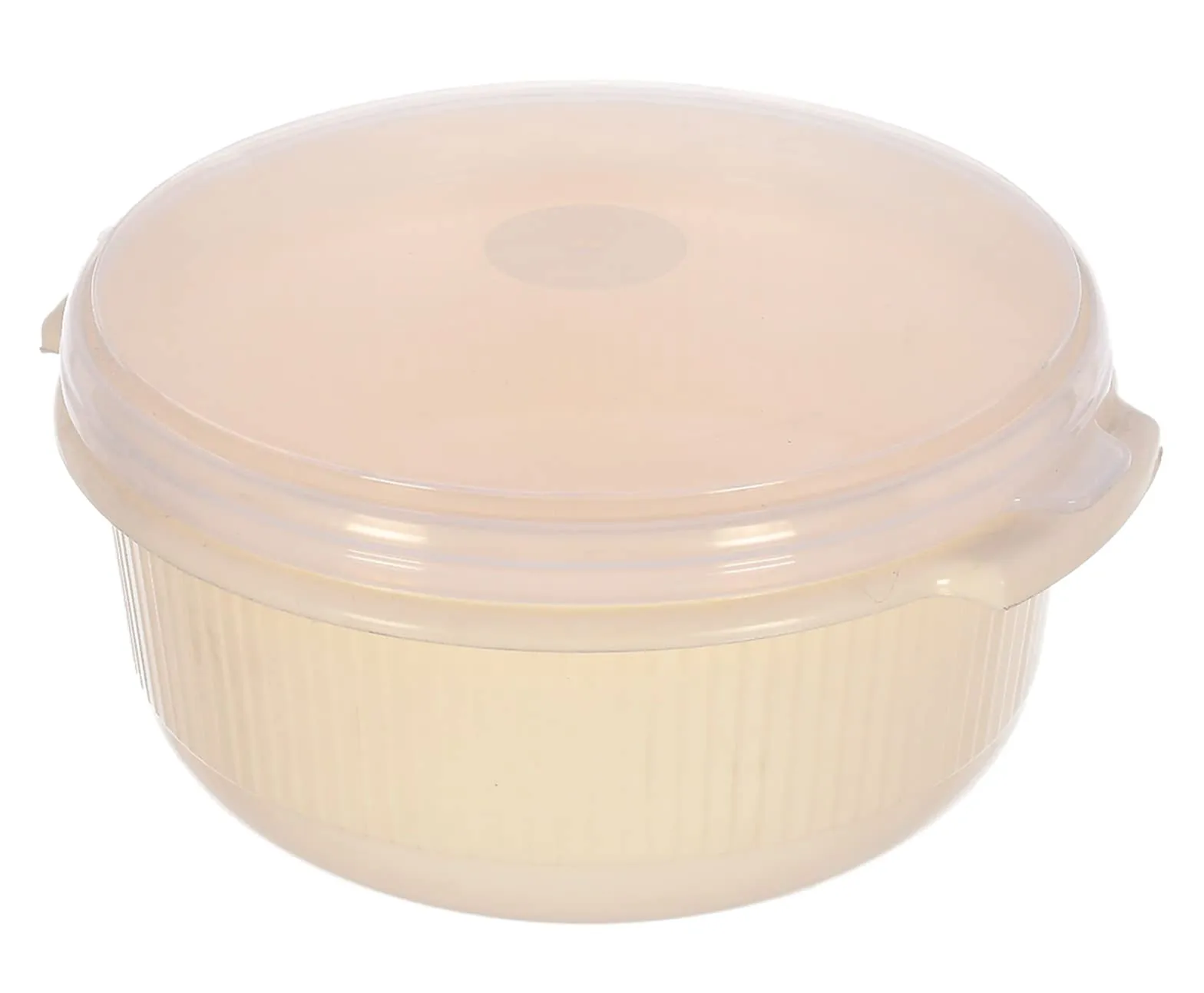 Heart Home Food Grade, Microwave & Freezer Safe Plastic Bowls, Food Storage Container Set With Lid, Set of 3 (3200ml, 1800ml, 1000ml) (Cream)-46HH0318