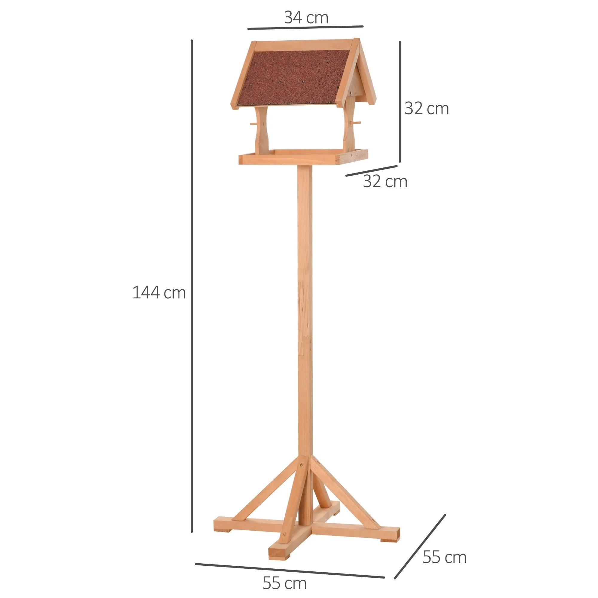 High Rise 144cm Bird Feeder Table Natural by Pawhut