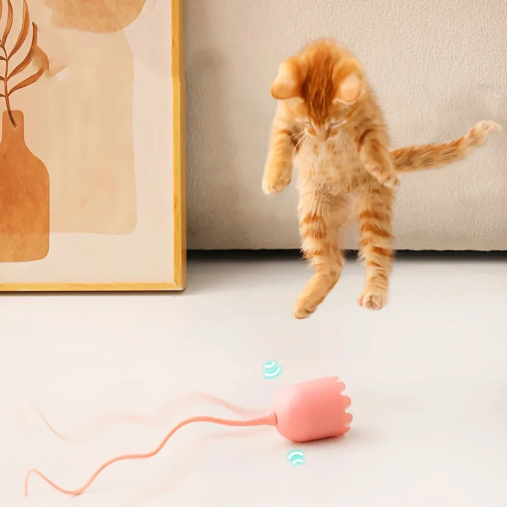 Interactive Electric Cat Teaser with Rotating Silicone Tail