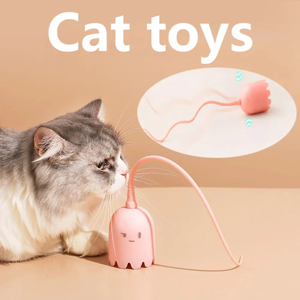 Interactive Electric Cat Teaser with Rotating Silicone Tail