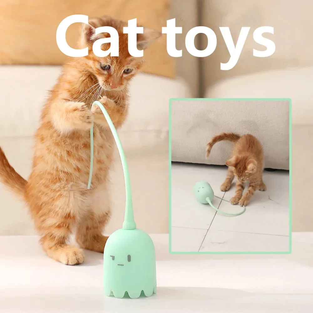 Interactive Electric Cat Teaser with Rotating Silicone Tail