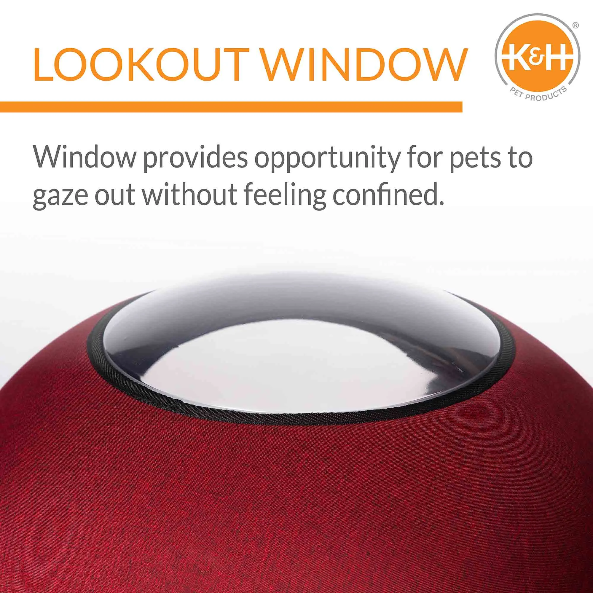 K&H Pet Products Thermo Lookout Pod Heated Cat Bed, Classy Red, 22"