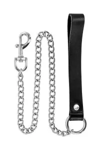 Metal Chain Leash with Leather Handle