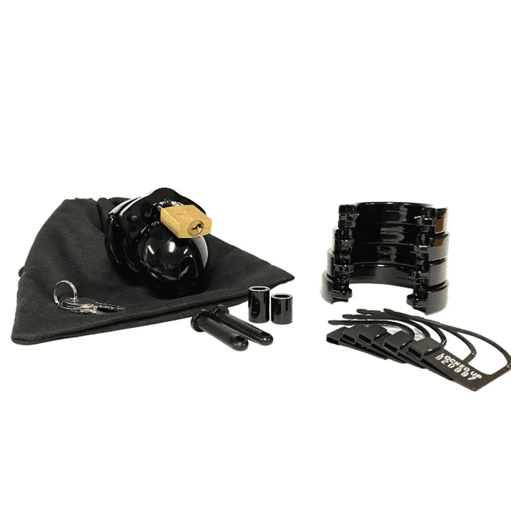 Mini-Me Black Chastity Cock Cage Kit - Black-(mm-blk)