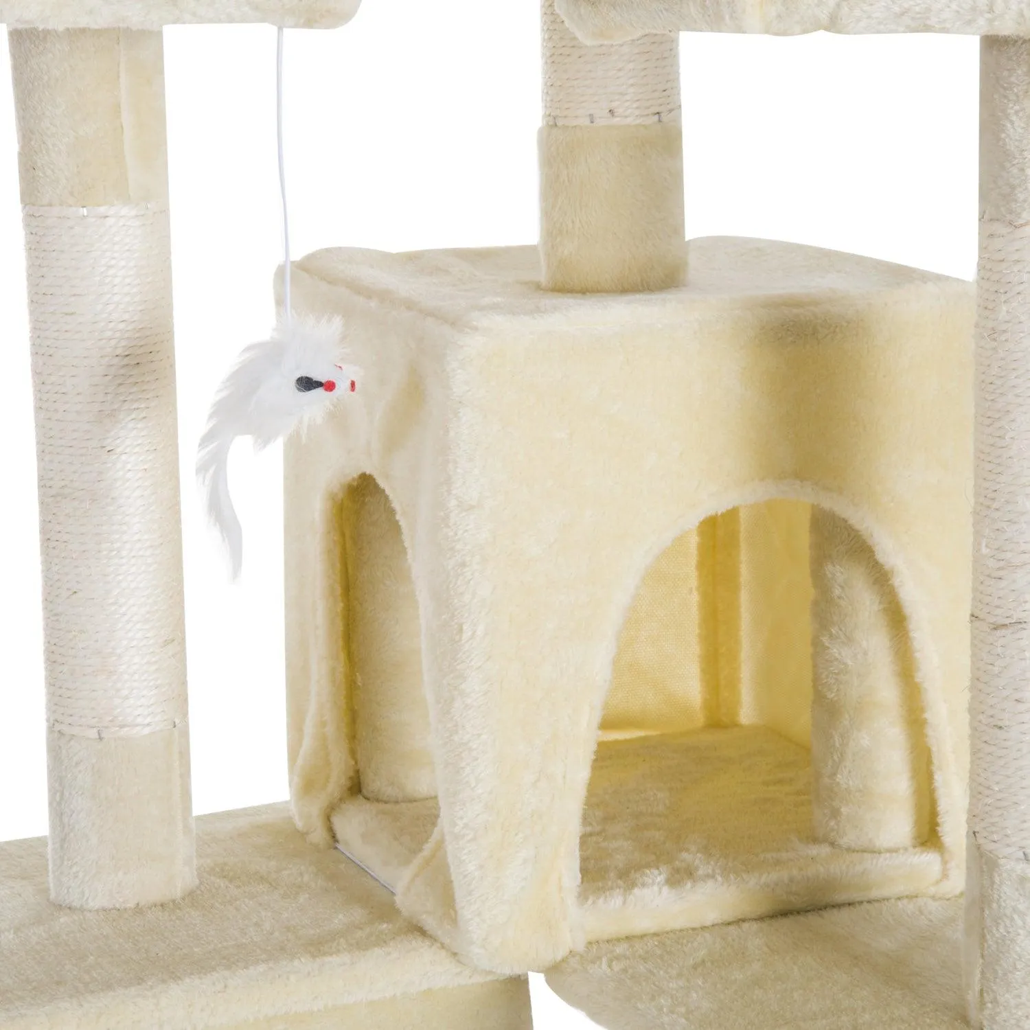 Multi-Level Cat Tower, Scratching Post, Cat Bed, 181cm - Beige