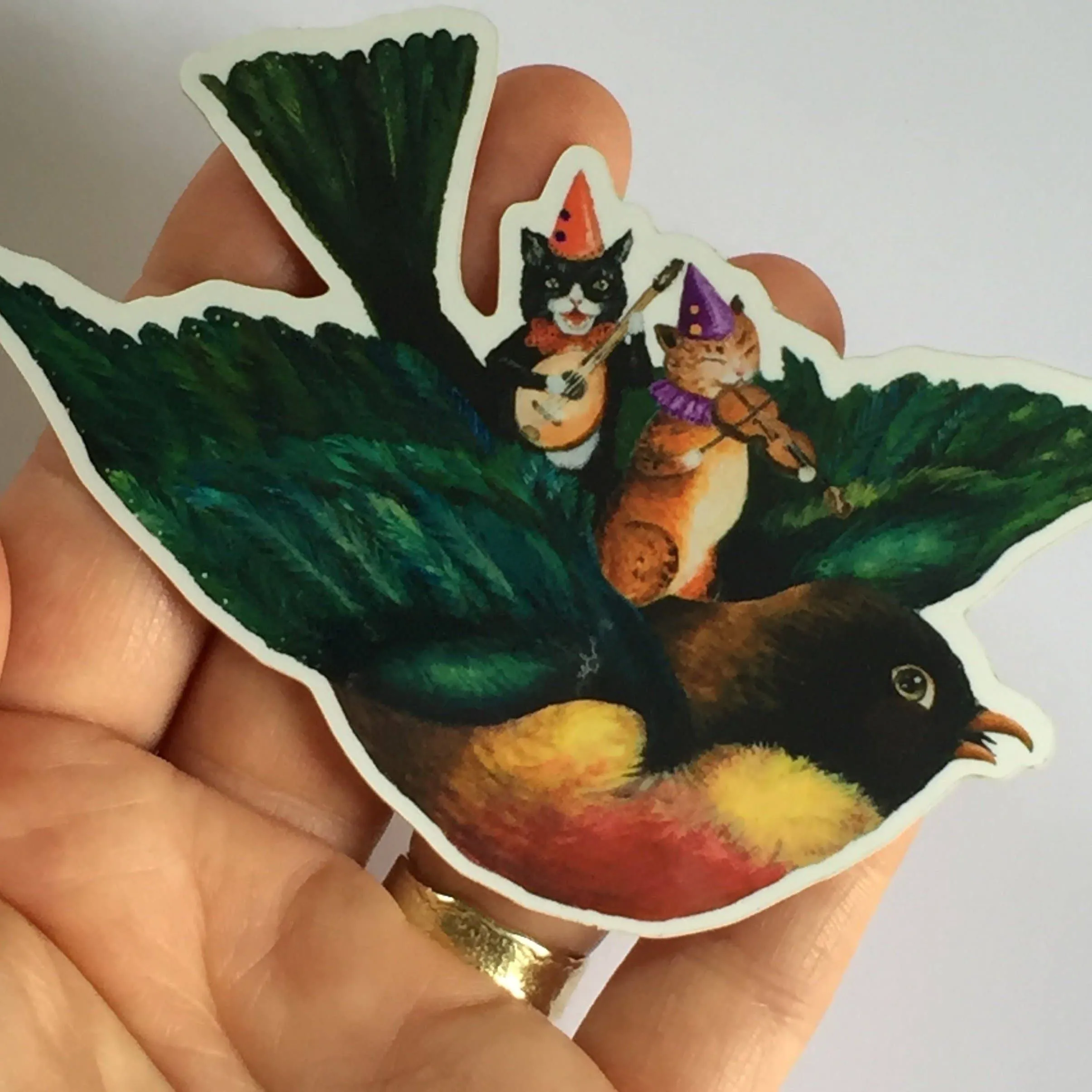 Musical Kitties on Flying Robin Sticker