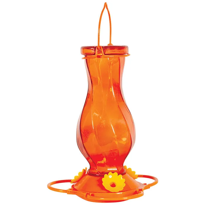 Orange Twist Glass Oriole Feeder