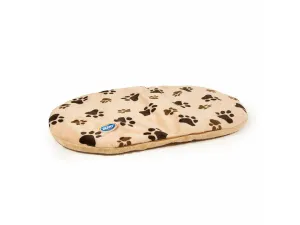 Oval cushion with paw print 54x35x5cm beige