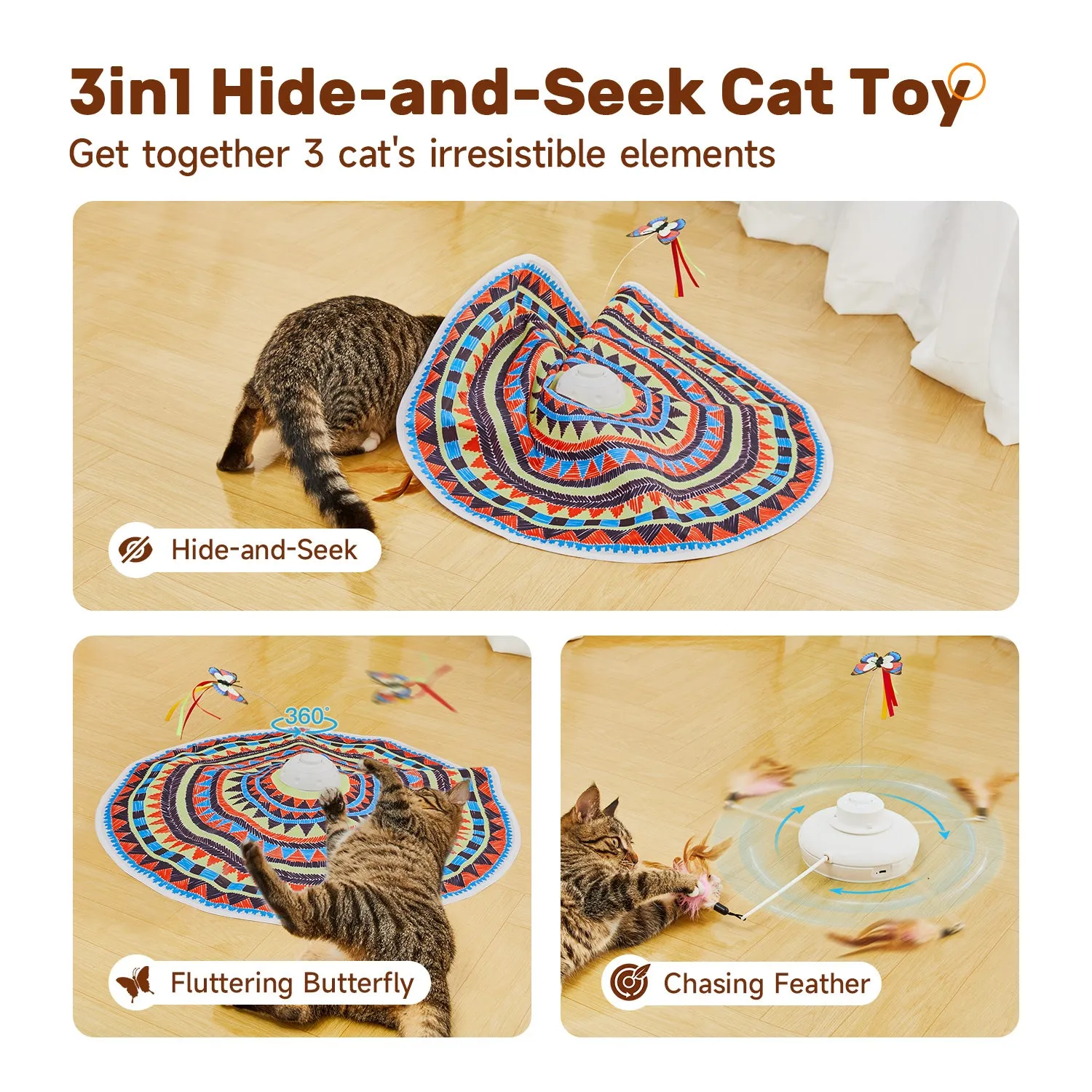 Potaroma 3-in-1 Hide-and-Seek Cat Toy