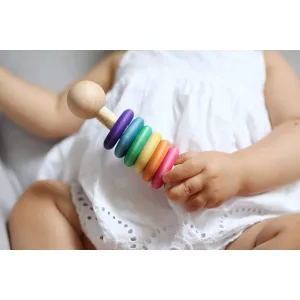 Rainbow Wooden Baby Rattle