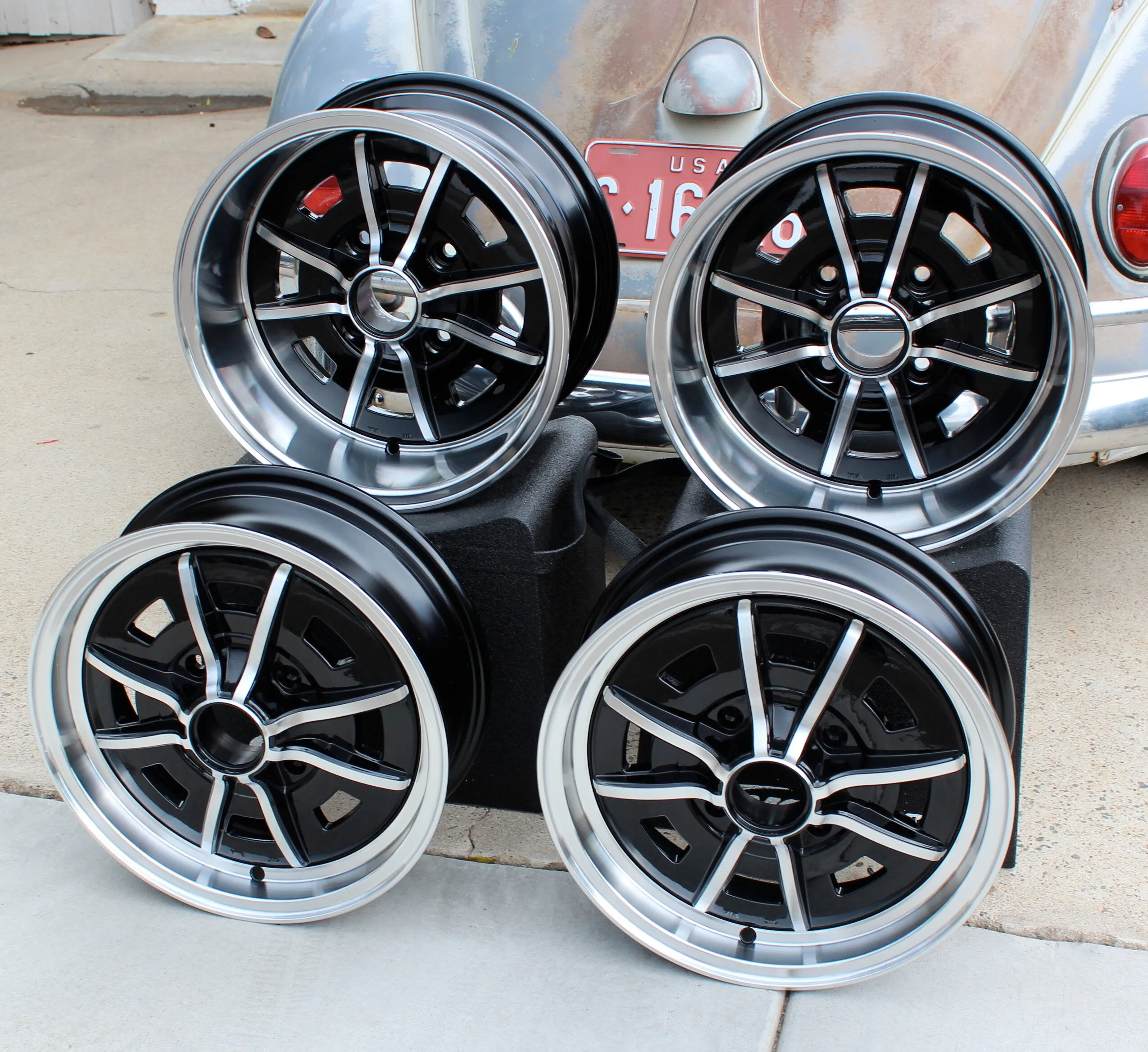 Staggered 4 Lug VW Sprint Star Wheel Set