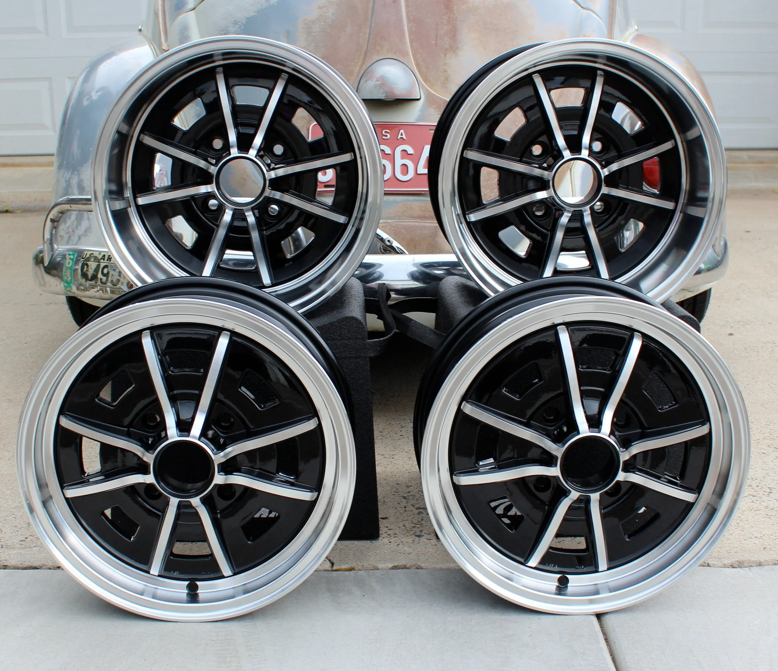 Staggered 4 Lug VW Sprint Star Wheel Set