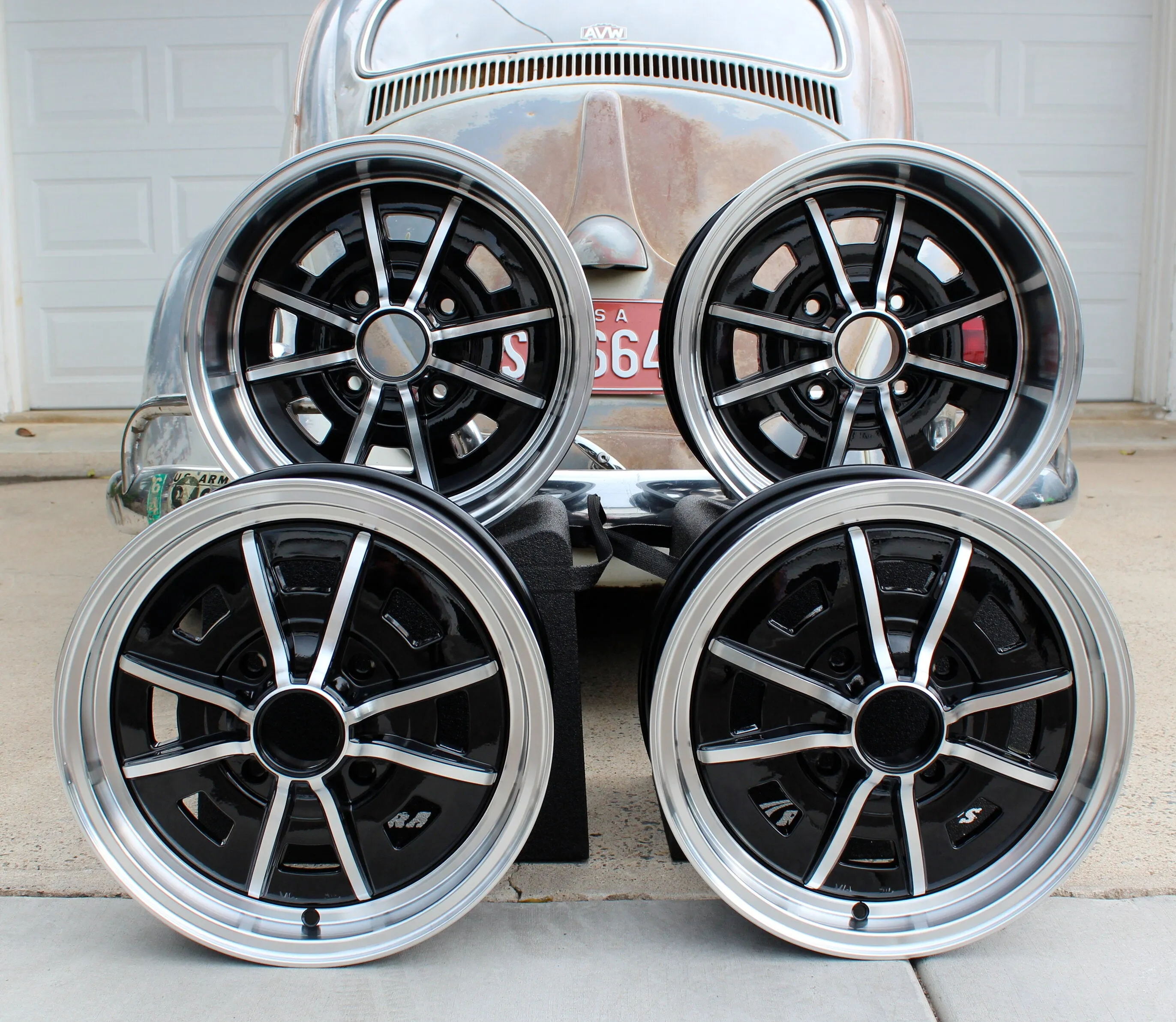 Staggered 4 Lug VW Sprint Star Wheel Set