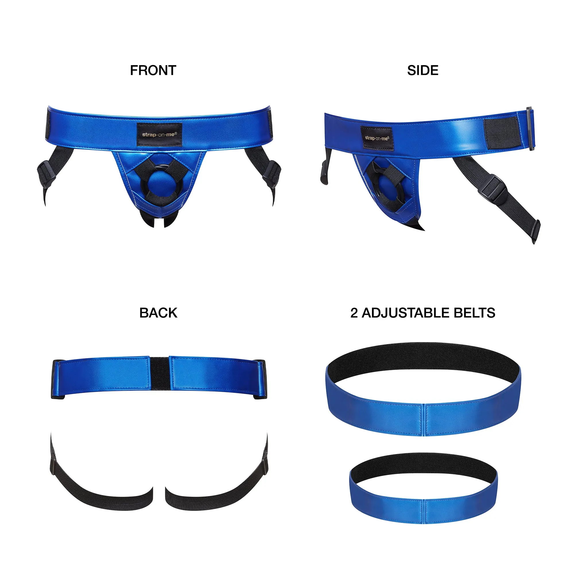 Strap-on-Me Leatherette Curious Harness - Metallic Blue