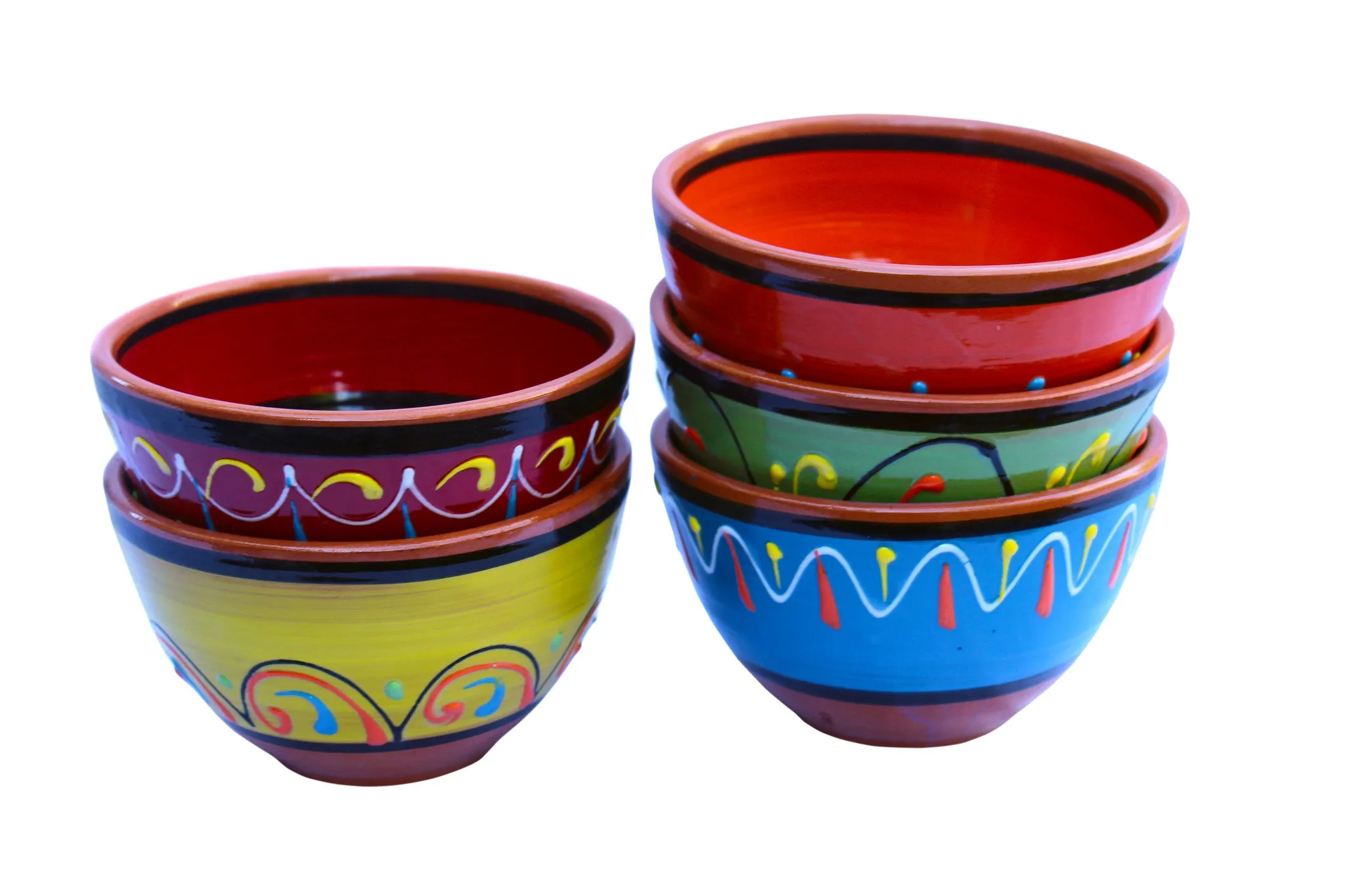 Terracotta Salsa Bowl Set of 5 - Hand Painted From Spain